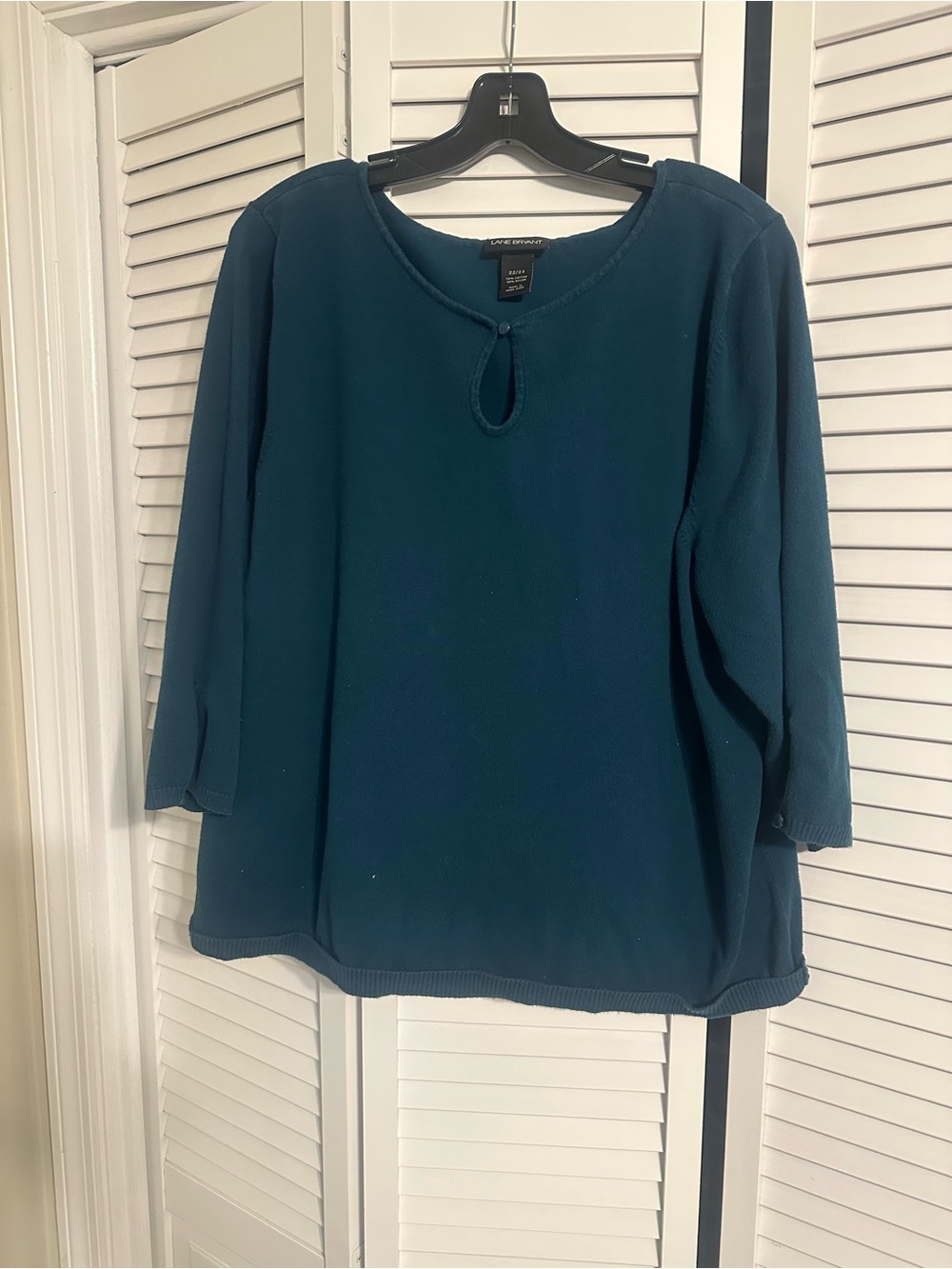 Lane Bryant Teal Keyhole 3/4 Sleeve Top